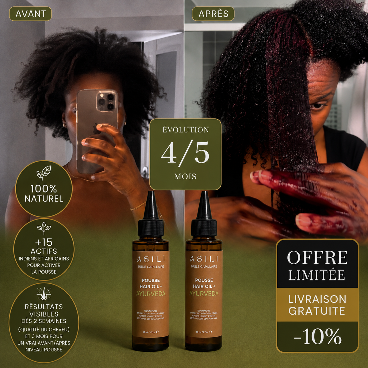 Duo Huile Ayurvédique Croissance Asilì | 2 × 50 ml